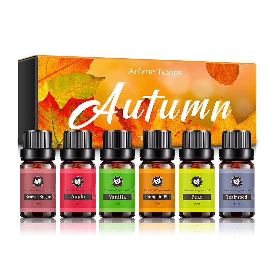 Wholesale Customized Autumn Brown Sugar, Apple, Vanilla, Pumpkin Pie, Pear, Teakwood, Private Label  Essential Oil Sets Gift Box 197