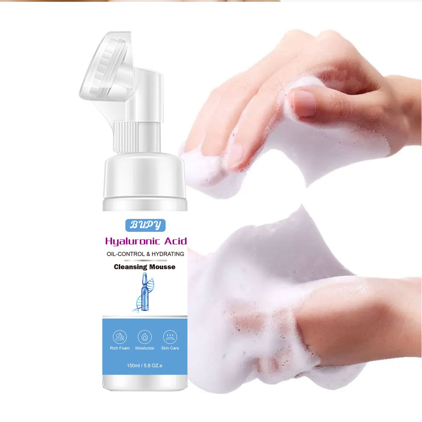 Wholesale Hyaluronic Acid Mousse Cleansing, Foam Facial Cleanser, Makeup Removal, Oil Control, Moisturizing 325