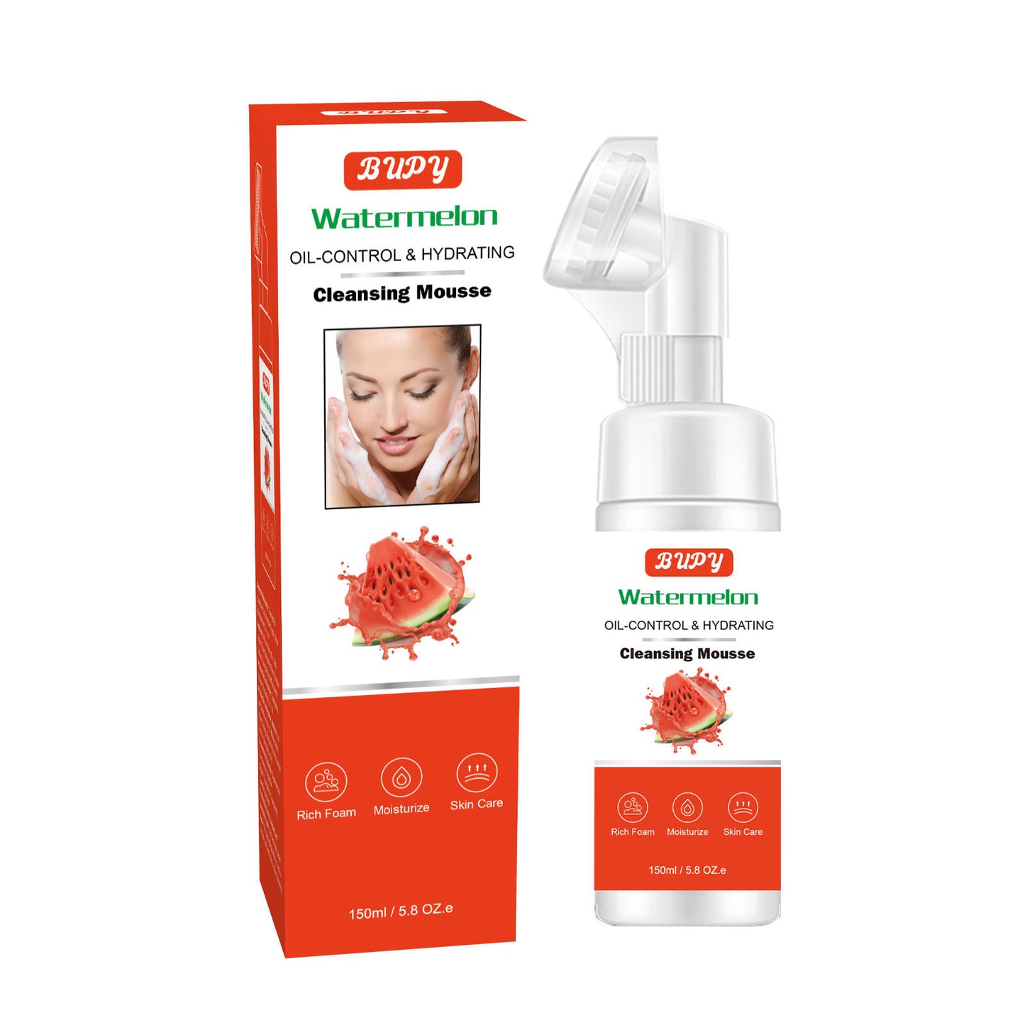 OEM & ODM Watermelon Cleansing Mousse, Soft Foam, Moisturizing, Cleansing and Makeup Removing Cleanser 329
