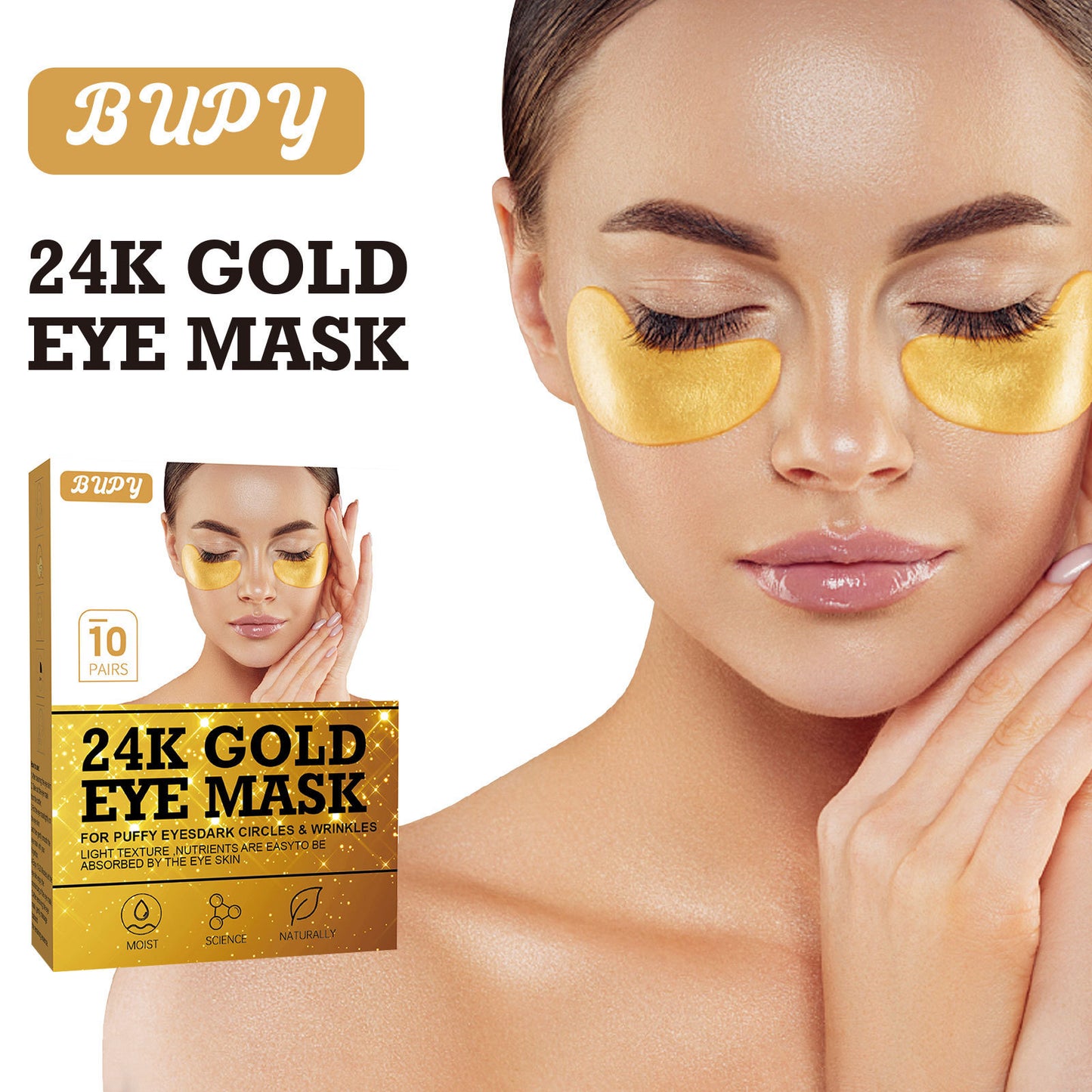 OEM Wholesale 10 Pairs 24K Gold Under Eye Patch, Anti-aging, Diluting Eye Lines, Removing Eye Dark Circles 313
