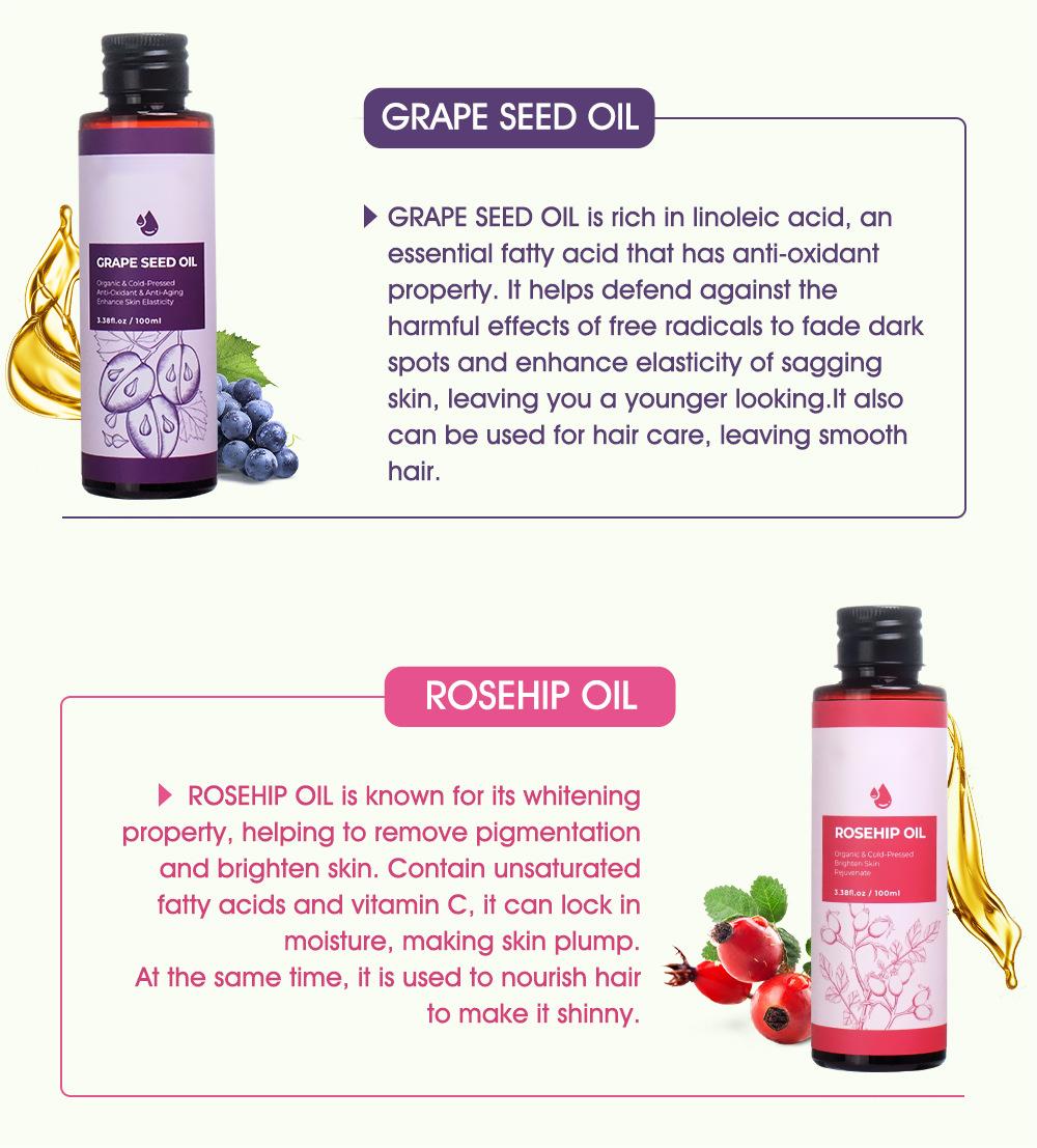 OEM Customized 100ML Grape Seed Oil, Anti Oxidant, Anti Aging Enhance Skin Elasticity OrgAnic Basic Oil 213