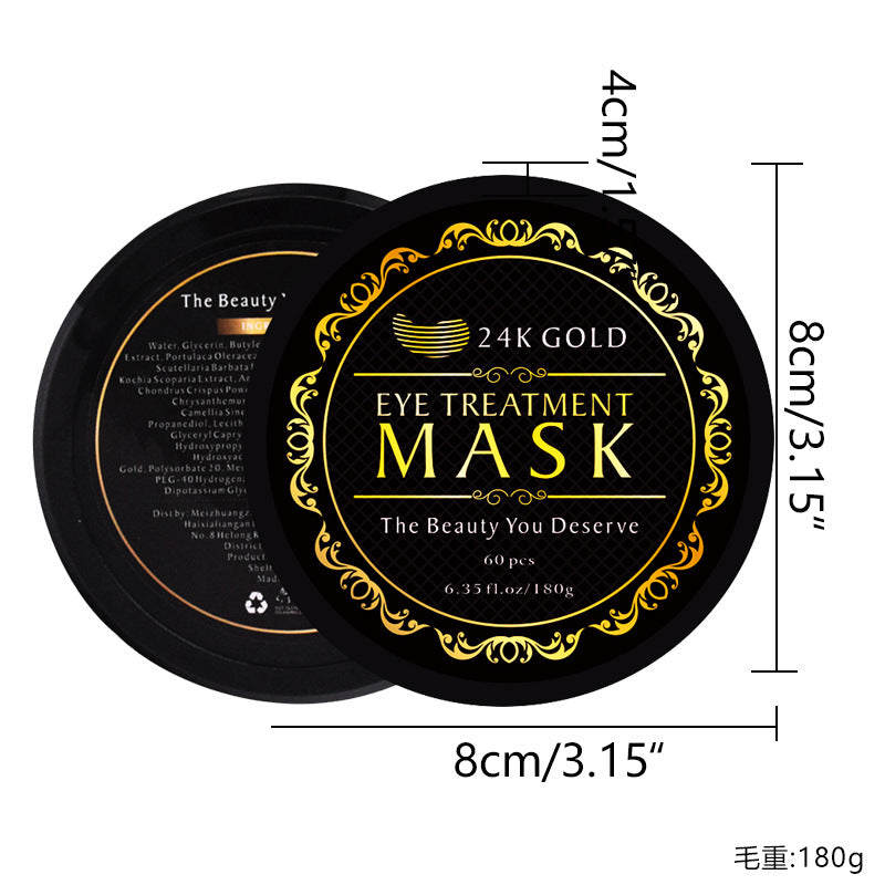 Custimized Private Label 60 Pcs 24K Gold Eye Patches, Eye Mask, Anti-aging Collagen Hyaluronic Acid 217