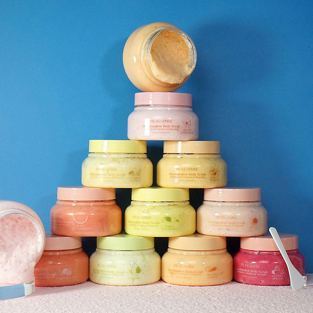 OEM Customized Orange Carrot Marshmallow Fruit Scrub, Softening Cuticles, Body Massage, Cleansing Bath Salt Scrub 120