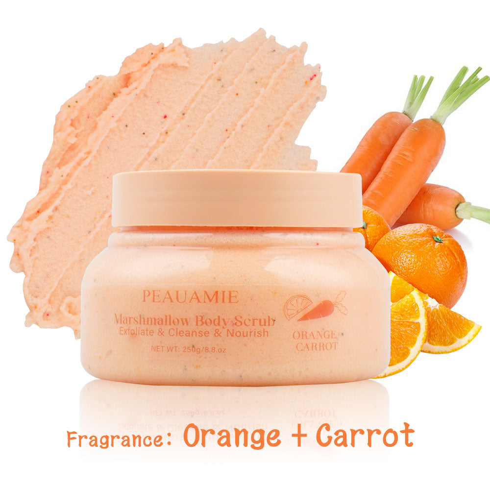OEM Customized Orange Carrot Marshmallow Fruit Scrub, Softening Cuticles, Body Massage, Cleansing Bath Salt Scrub 120