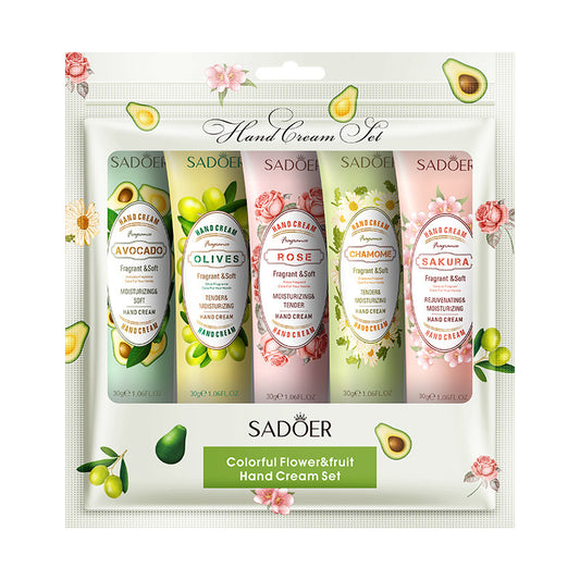 Wholesale Flowers and Fruits Hand Cream Set Gift Box, Avocado, Olive, Rose, Sakura Cherry Blossom, Chamomile Hand Cream Supplier 445