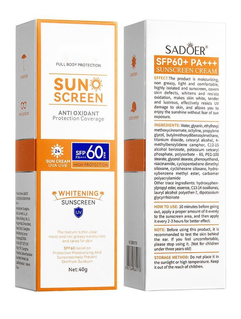 Wholesale SFP60 Whitening Sunscreen, Isolation and UV Protection, Anti Sweat, Moisturizing and Refreshing 472