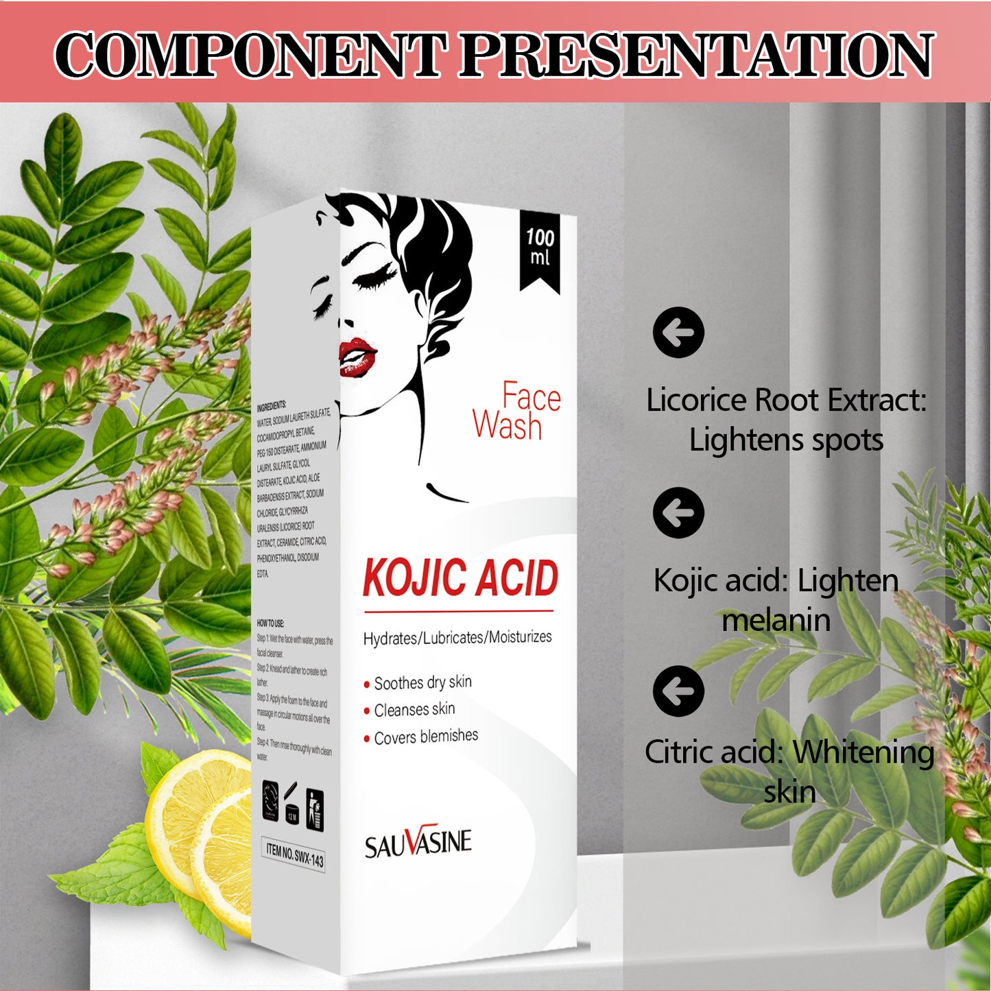 OEM Wholesale Kojic Acid Facial Cleanser, Acne Cleansing Treatment, Pore Shrinking Facial Cleansing 379