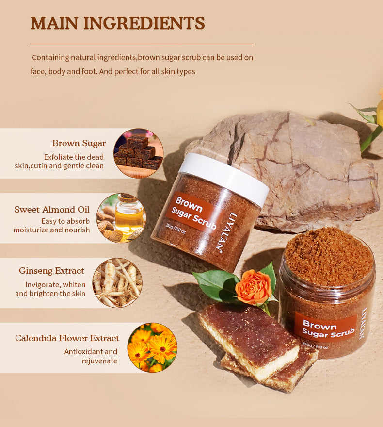 Private Label Brown Sugar Scrub, Deep Cleansing, Brightening and Smoothing Body Skin Scrub Customization 179