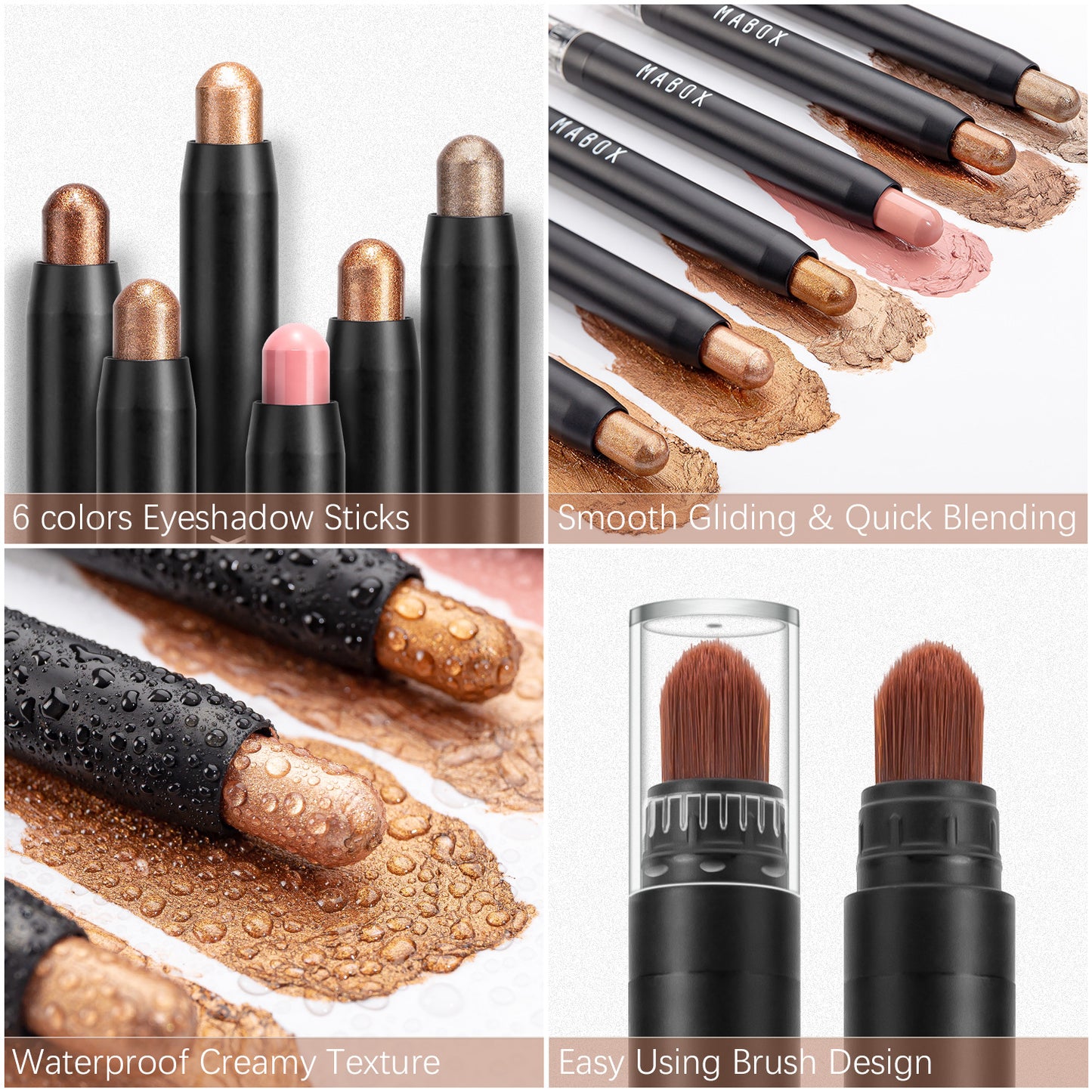 Wholesale Customized Private Label Waterproof Eyeshadow Stick, Eye Makeup Highlighter Pen, Lying Silkworm Pen with Brush head 289