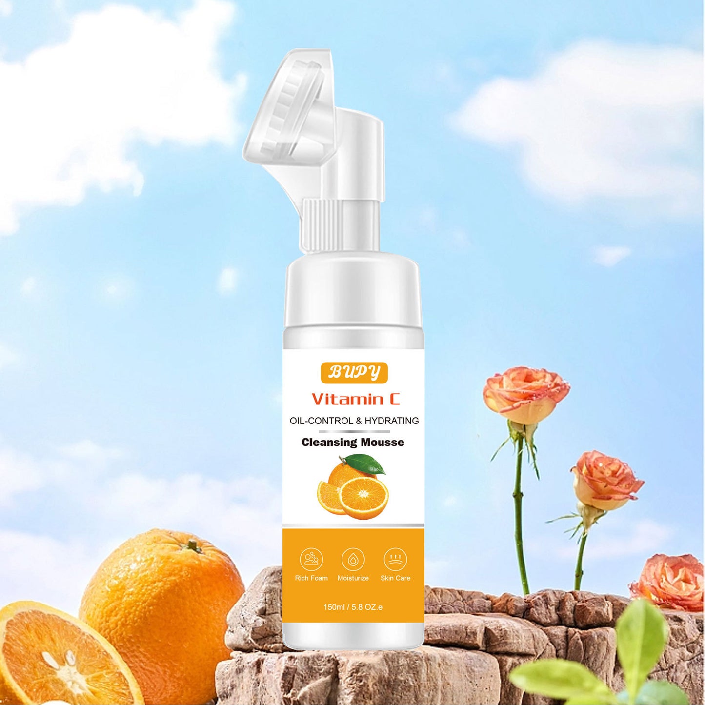 Customized Sweet Orange Vitamin C Facial Cleansing Mousse, Moisturizing, Cleansing and Makeup Removal 2-in-1, Amino Acid Facial Cleansing Mousse 328