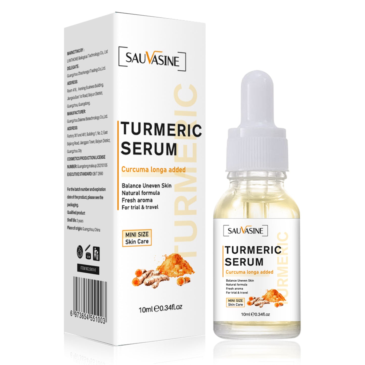 OEM Private Label 10ML Turmeric Serum, Moisturizes, Whitening, Fine Lines, Anti-aging Facial Essence 355