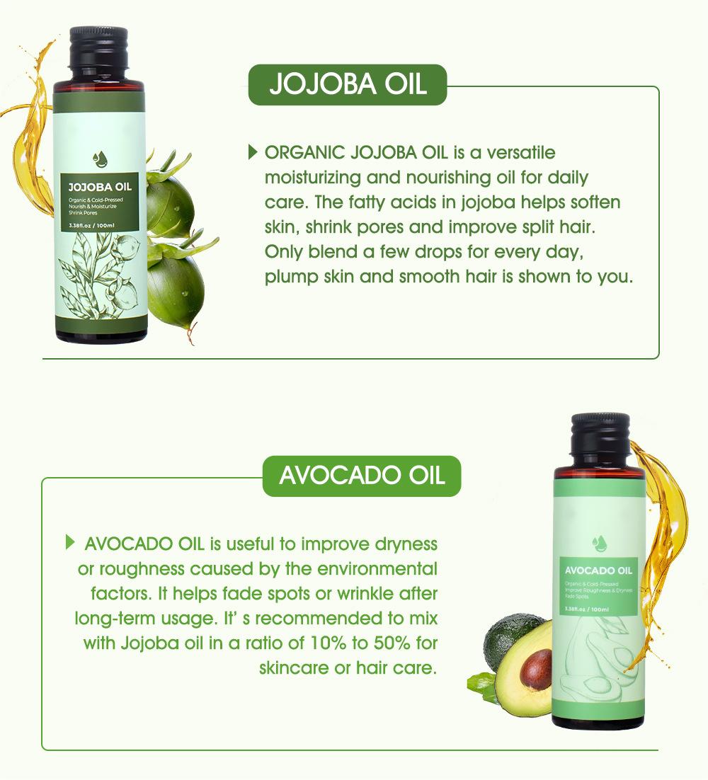 OEM Private Label Customized 100ML Pure Avocado Oil, Improve Roughness and Dryness, Natural Organic Basic Oil 216