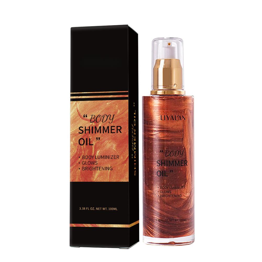 Customized Golden Brown Body Shimmer Oil, Face, Body Liquid Repair Highlighting Oil 154