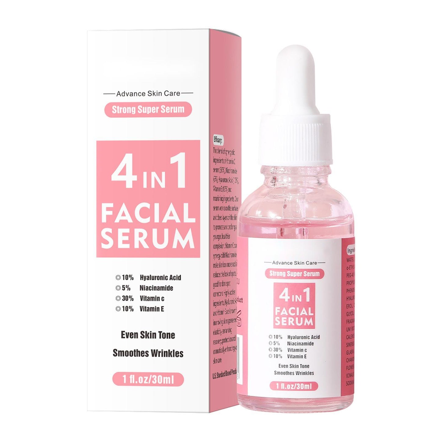 OEM Customized 4 In 1 Facial Essence, Hyaluronic Acid, Niacinamide, Vitamin C, Vitamin E Serum 277