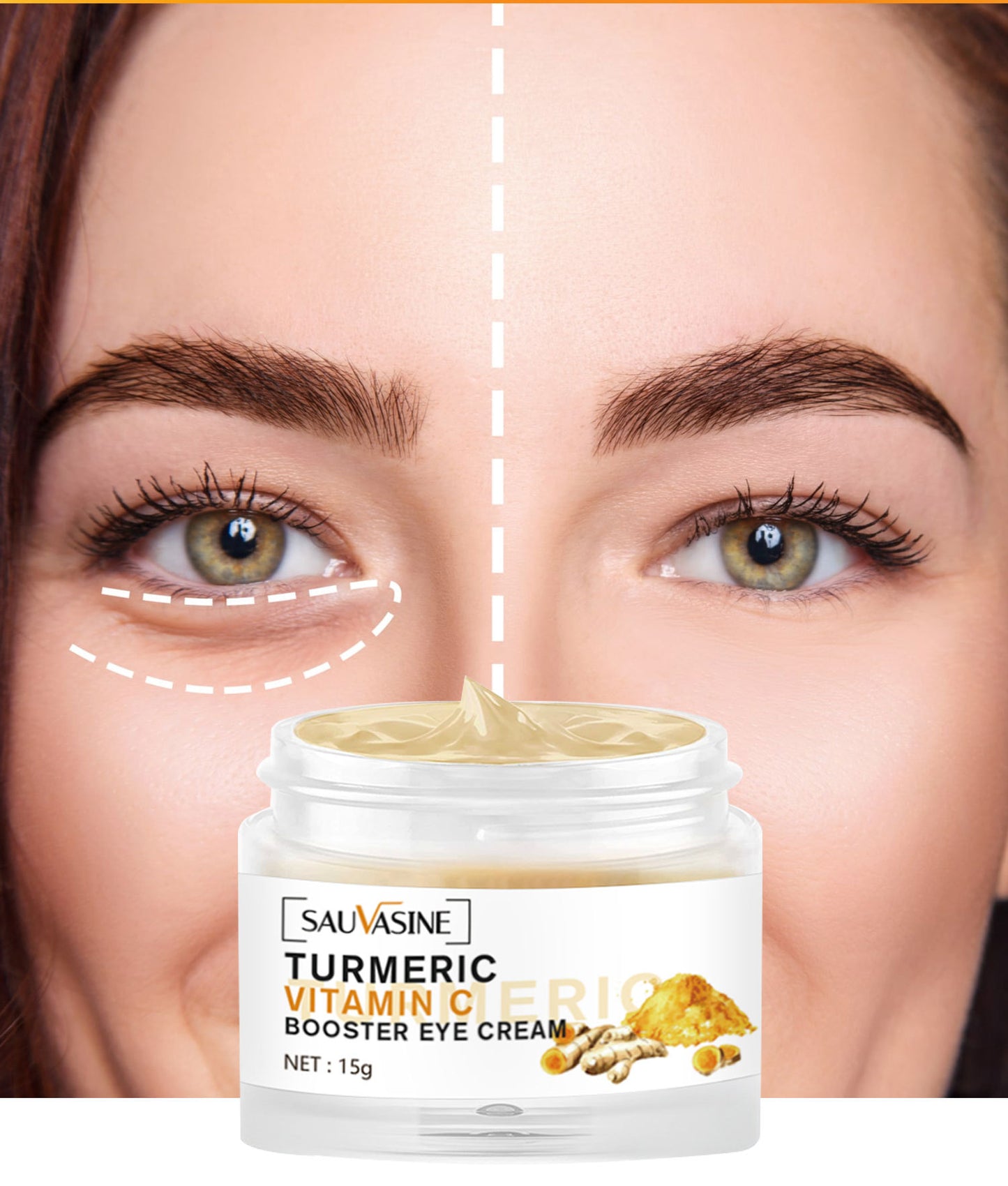 Wholesale Turmeric Vitamin C Eye Cream, VC Brightening Eye Cream, Moisturizing, Lightening Fine Lines and Reducing Black Eyecircles 368