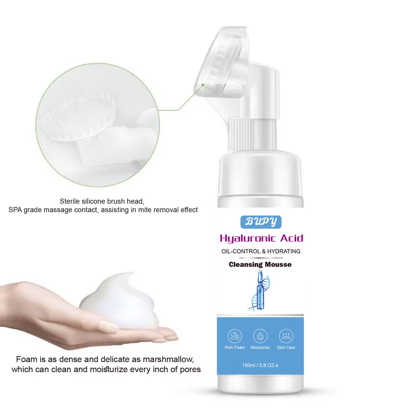 Wholesale Hyaluronic Acid Mousse Cleansing, Foam Facial Cleanser, Makeup Removal, Oil Control, Moisturizing 325