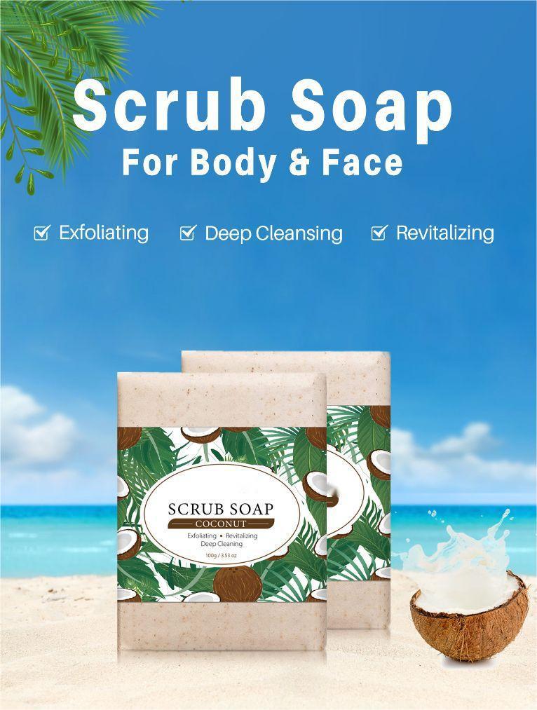 Wholesale Facial Scrub Soap, OEM Customized Coconut Essential Oil Soap, Body Scrub Soap 399