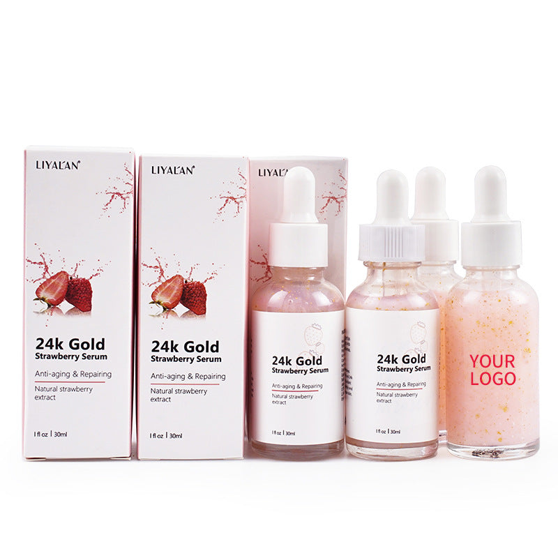 OEM Wholesale 24K Gold Strawberry Essence, Brightening Dullness, Moisturizing, Whitening Facial Serum 149