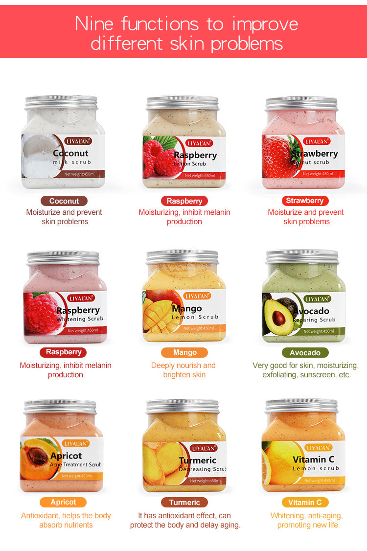 OEM & ODM Raspberry Lemon Bath Salt Scrub, Deep Cleansing, Exfoliation, Fruit Body Scrub 115