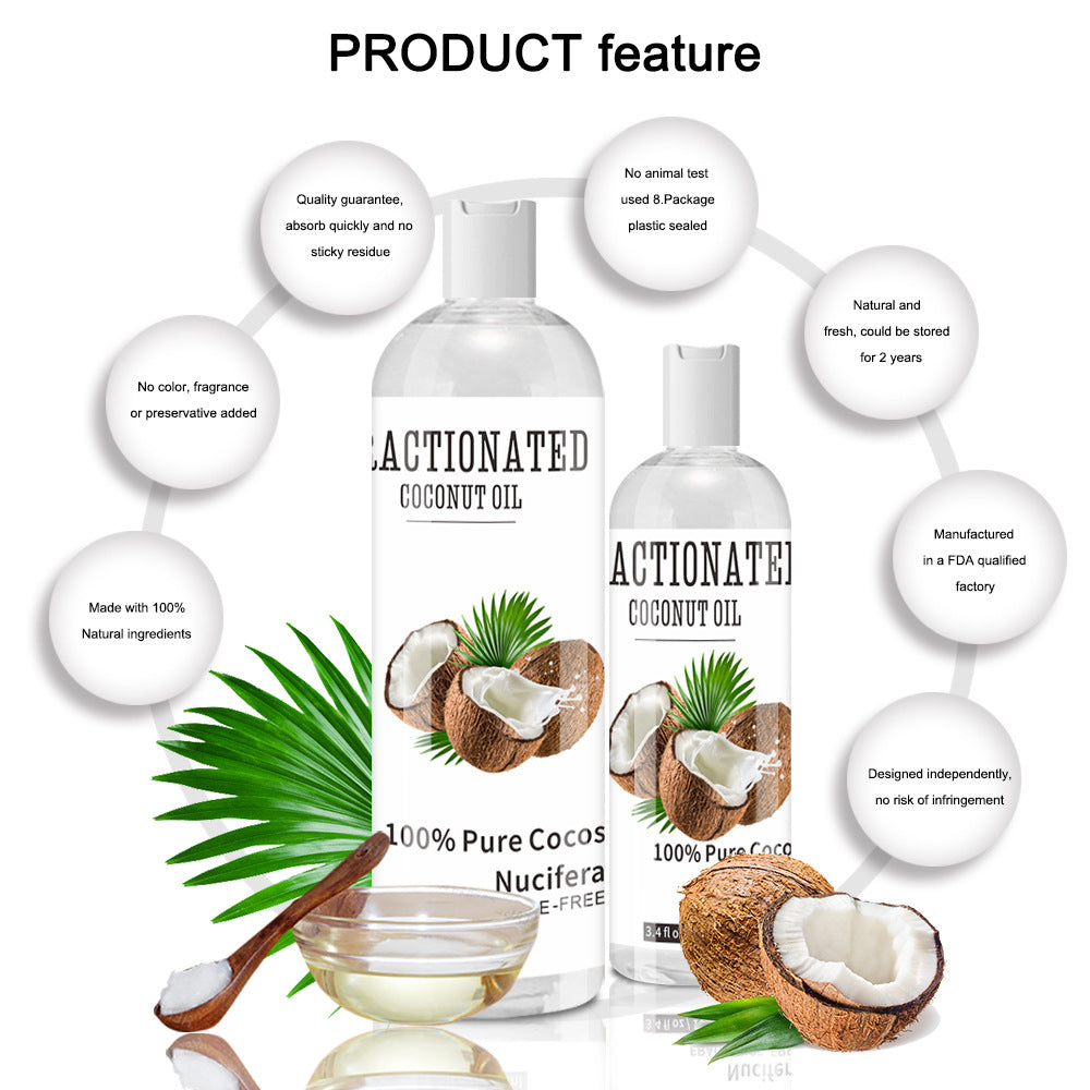 OEM/ ODM 100% Natural Liquid Coconut Oil, Pure Fractionated Coconut Oil for Dry Hair and Skin 008