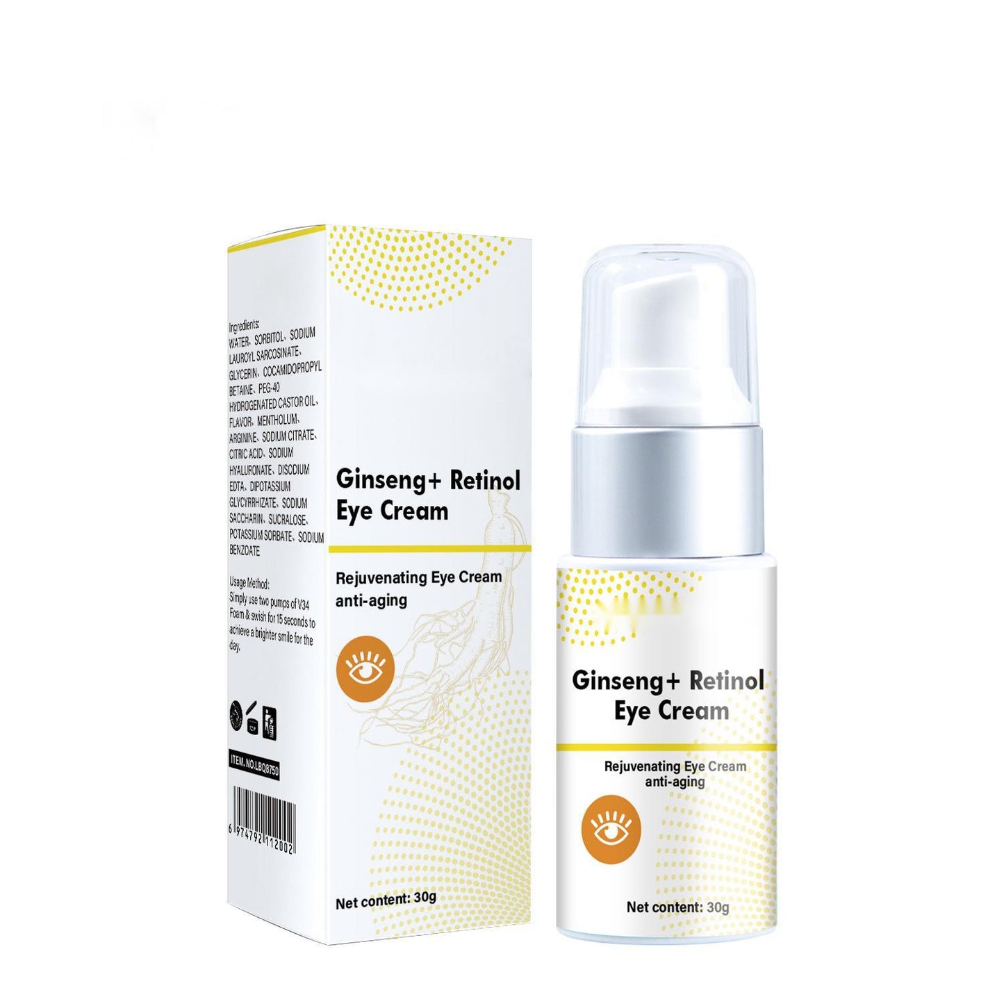 Wholesale Ginseng Retinol Eye Cream, Improves Dark Circles, Reduces Fine Lines and Wrinkles 422
