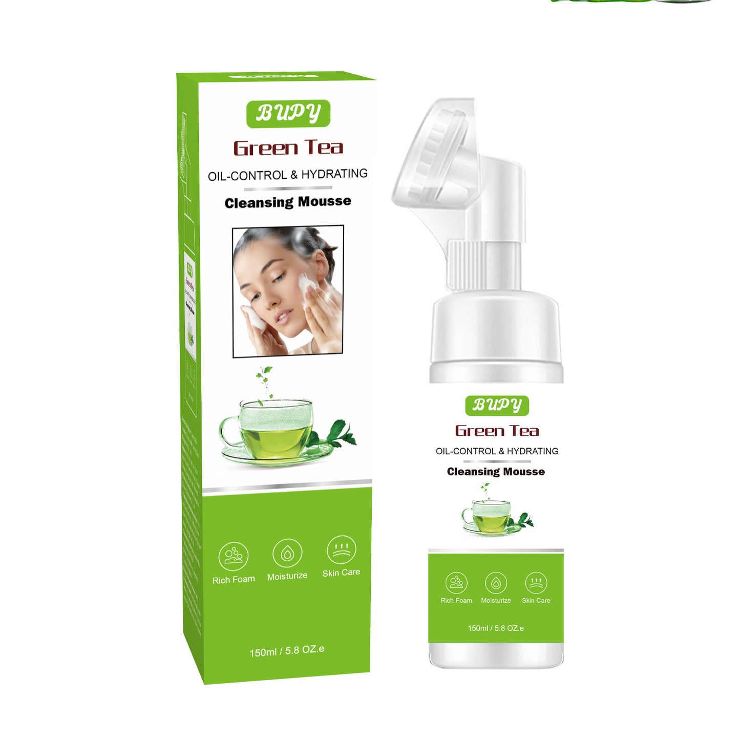 OEM Green Tea Facial Cleanser Mousse, Foam, Makeup Remover, Amino Acid Facial Cleanser Customization 322