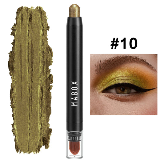 Customized Shiny Green Waterproof Eyeshadow Stick, Eye Makeup Highlighter Pen, Lying Silkworm Pen with Brush head 293