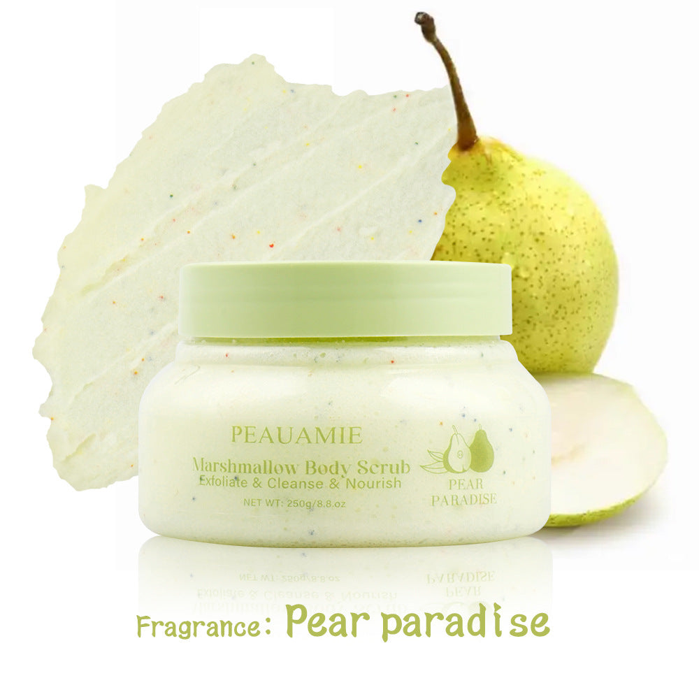 OEM Customized Pear Paradise Marshmallow Fruit Scrub, Softening Cuticles, Body Massage, Cleansing Bath Salt Scrub 128