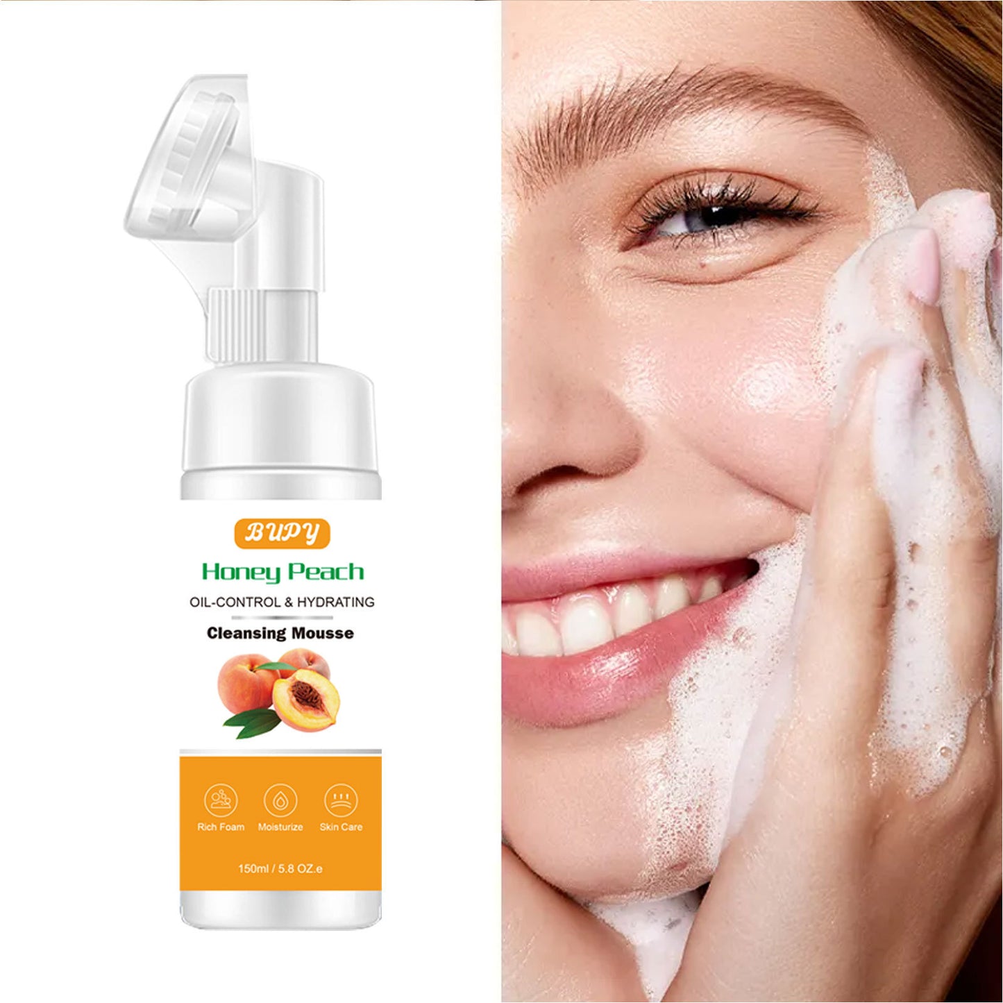 Wholesale Honey Peach Cleansing Mousse, Moisturizing, Gentle Oil Control, Facial Cleanser Manufacturer 327