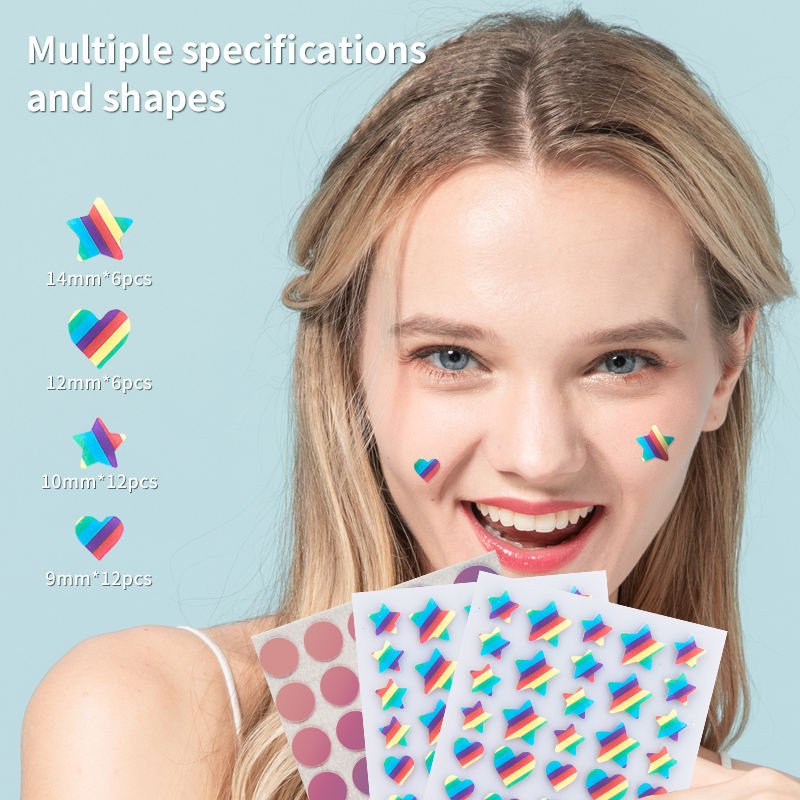 OEM Customizable Hydrocolloid Dots Patch for Acne and Spots Rainbow Antispot Healing Pimple Cover Face Spot Treatment