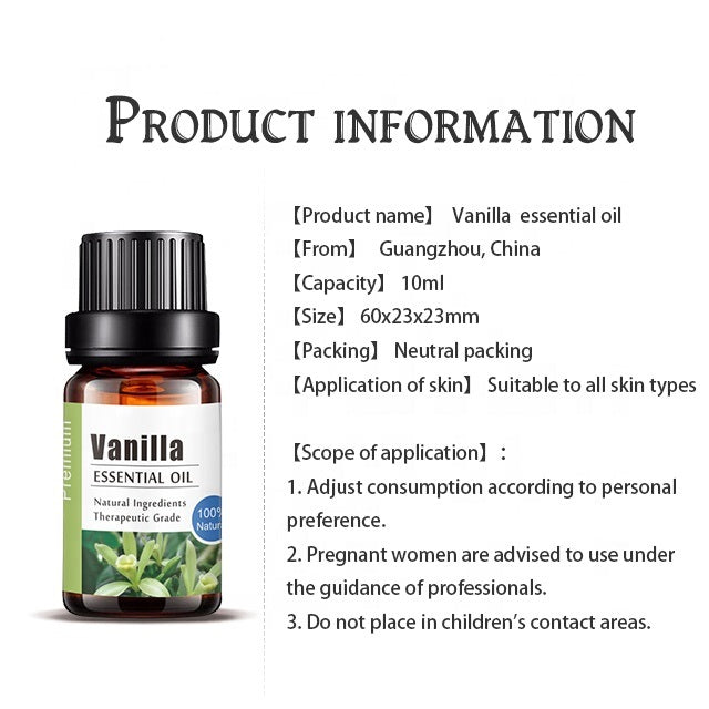OEM Vanilla Aromatherapy Essential Oil, Private Label Individual Essential Oils Factory 046