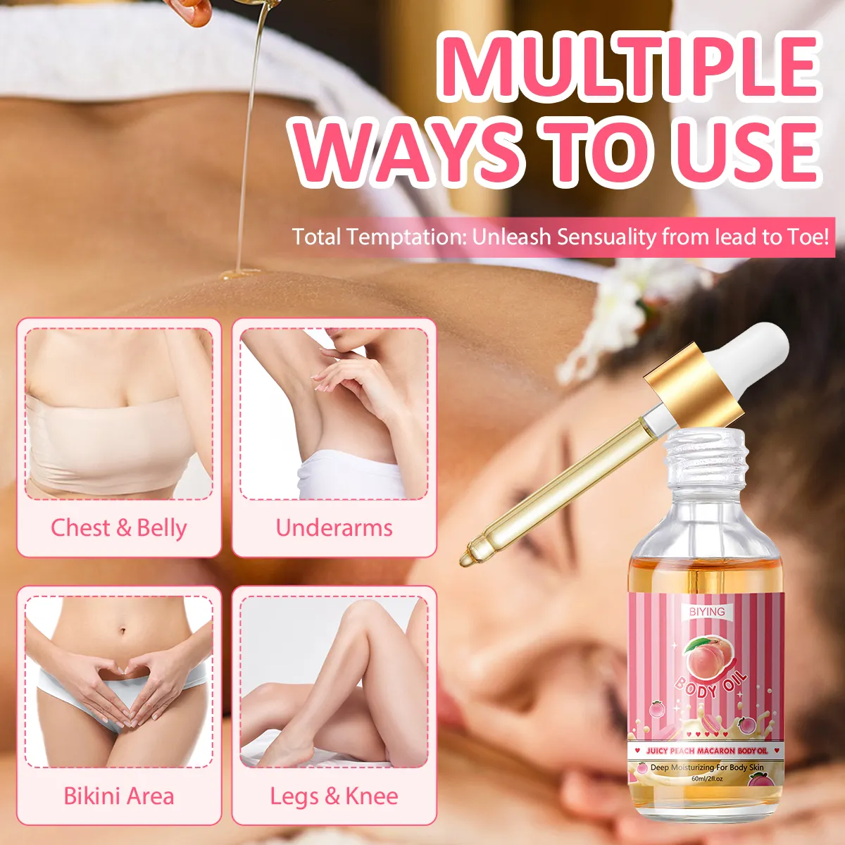 Body Juice Oil Wholesale Moisturizing Firming Pure Essential Oil for Face&Body Massage Nourishing Peach Body Oil 564