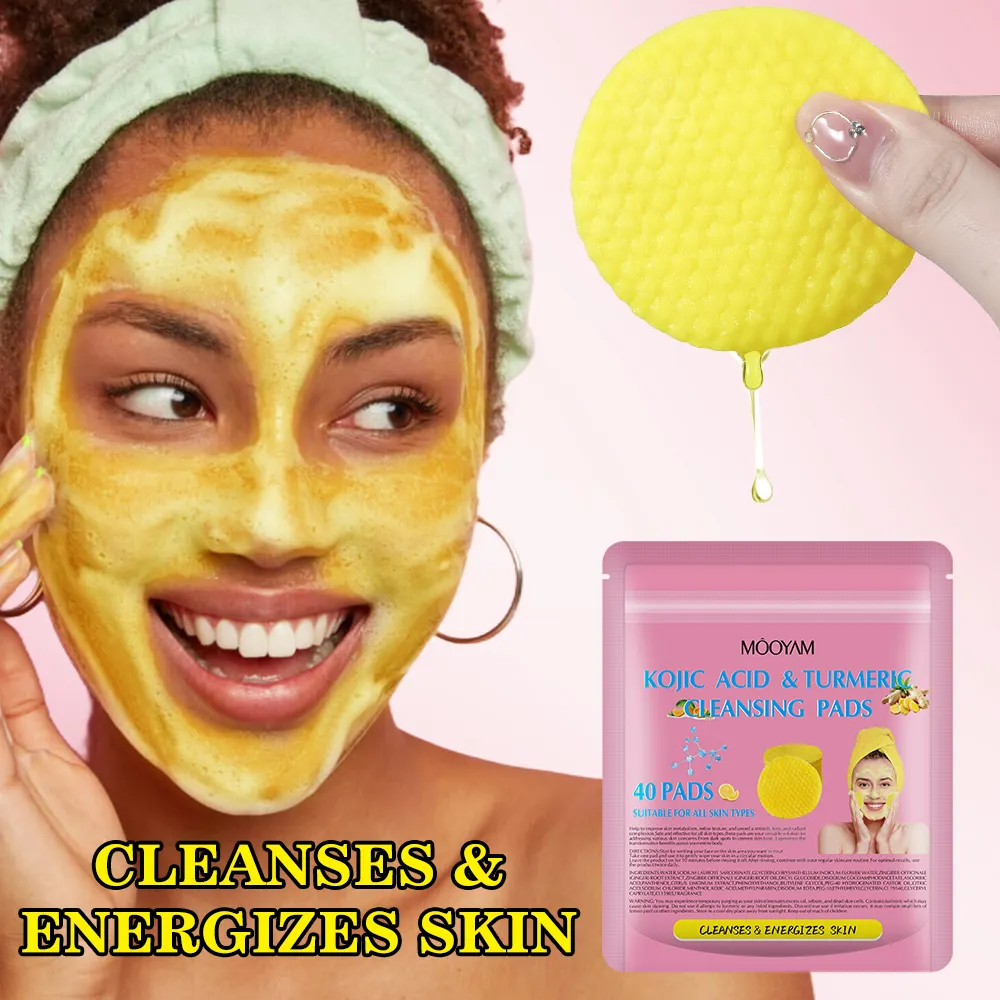 Private Label Custom Skin Eliminates Oil Exfoliation Face Kojic Acid Turmeric Cleansing Pads, Facial Cleansing Pad 568