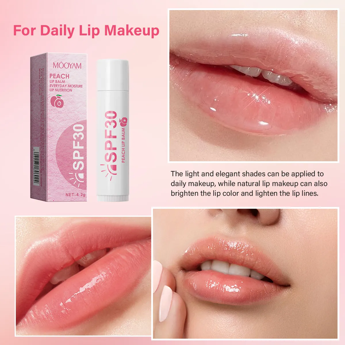 Organic Natural Portable Prevents Dry Moisturizing Cracking Lipstick Fruit Flavor Sunscreen SPF 30 Peach Lip Balm 578