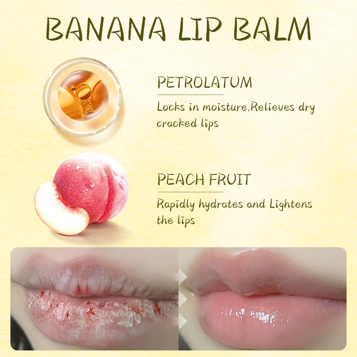 Organic Natural Portable Prevents Dry Moisturizing Cracking Lipstick Fruit Flavor Sunscreen SPF 30 Banana Lip Balm 580