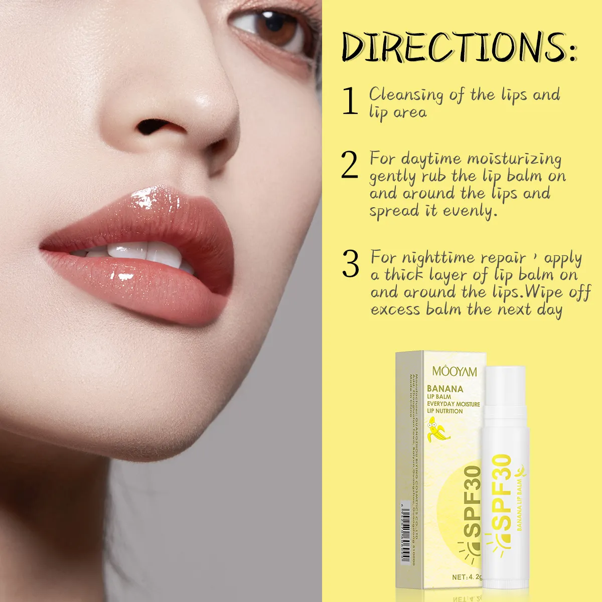 Organic Natural Portable Prevents Dry Moisturizing Cracking Lipstick Fruit Flavor Sunscreen SPF 30 Banana Lip Balm 580