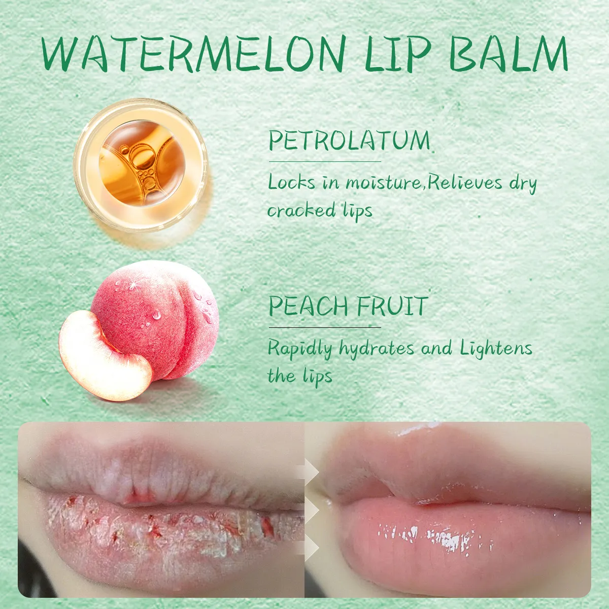 Fruit Lip Balm Watermelon Natural Portable Prevents Dry Moisturizing Cracking Fruit Flavor SPF 30 Reduce Lip Lines Lip Balm 582