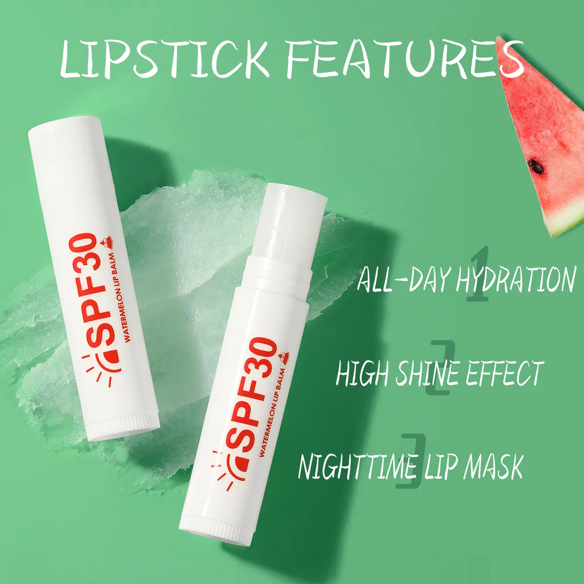 Fruit Lip Balm Watermelon Natural Portable Prevents Dry Moisturizing Cracking Fruit Flavor SPF 30 Reduce Lip Lines Lip Balm 582