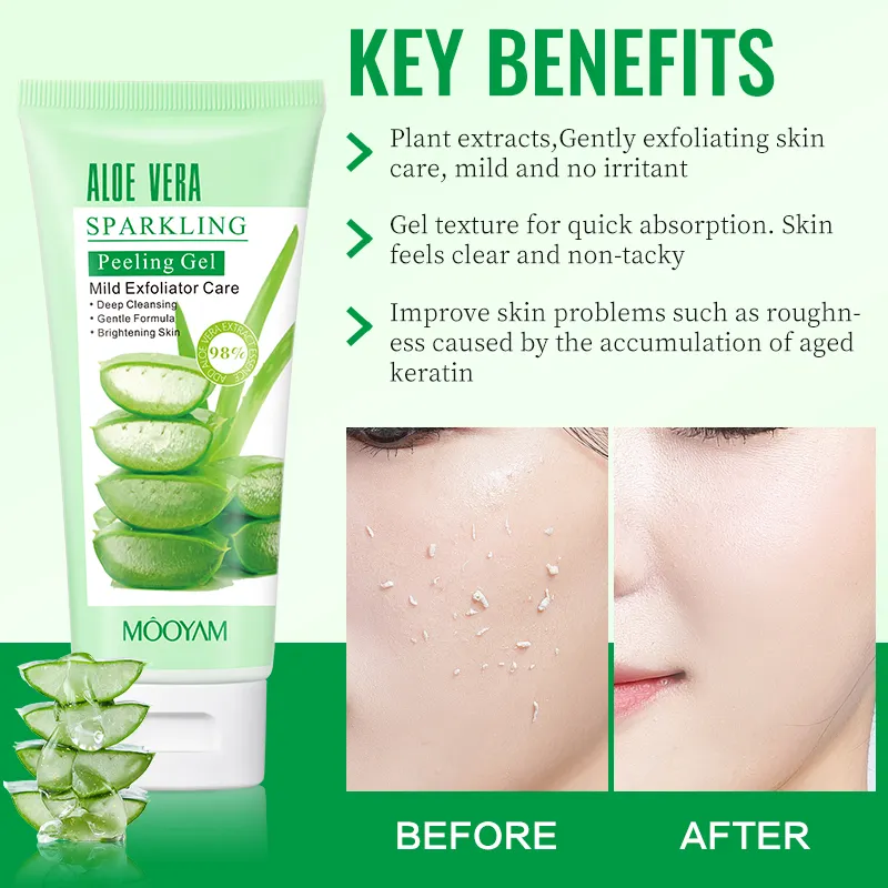 Private Label Exfoliating Aloe Sparkling Peeling Gel Dead Skin Removal Natural Deep Exfoliator Scrub Cleansing Peeling Gel 594