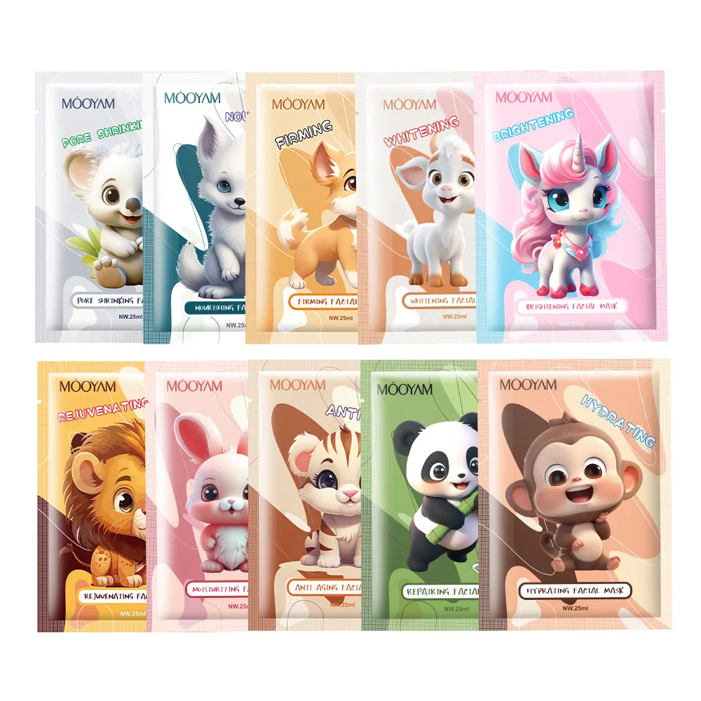 OEM Fox Animals Sheet Masks Moisturizing Whitening Facial Animal Organic Cotton Beauty Face Mask Customization 648