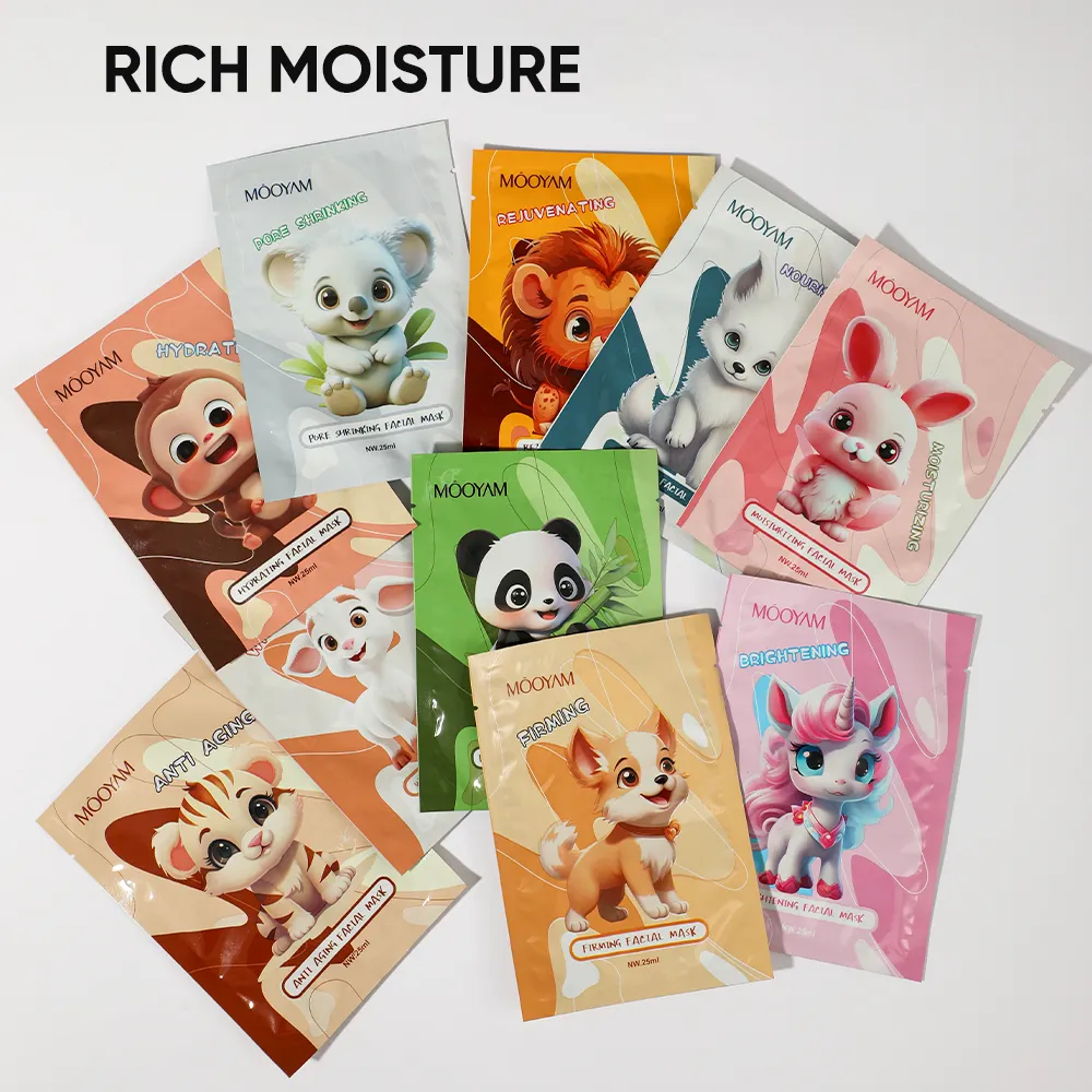 OEM Fox Animals Sheet Masks Moisturizing Whitening Facial Animal Organic Cotton Beauty Face Mask Customization 648