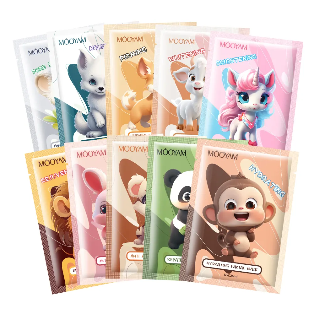 OEM Fox Animals Sheet Masks Moisturizing Whitening Facial Animal Organic Cotton Beauty Face Mask Customization 648