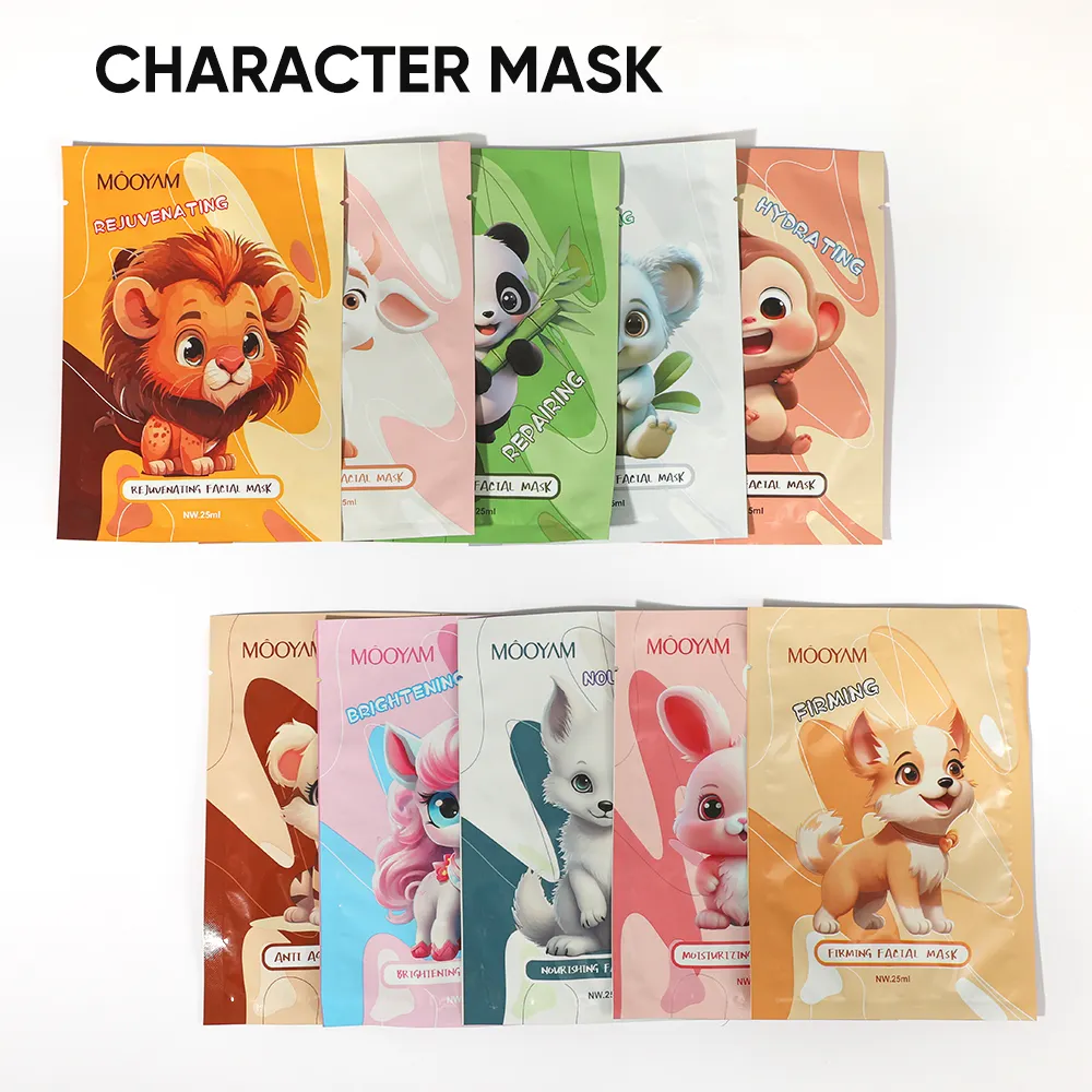 OEM Fox Animals Sheet Masks Moisturizing Whitening Facial Animal Organic Cotton Beauty Face Mask Customization 648