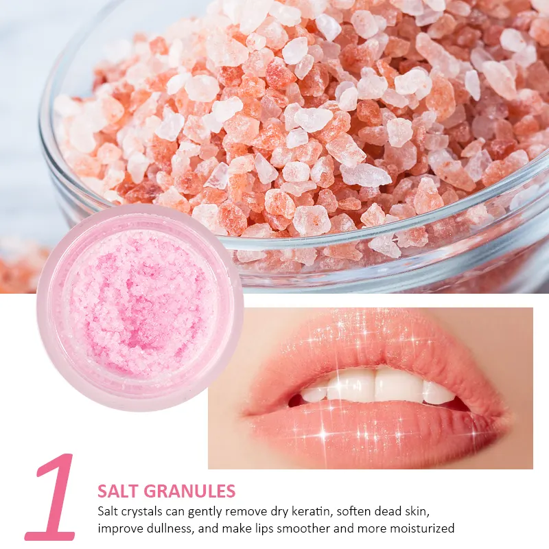 Private Label Vegan Himalaya Salt Lip Scrub Moisture Exfoliating Scrub Lip Film Nourish Repair Fine Lines Lips Care 712