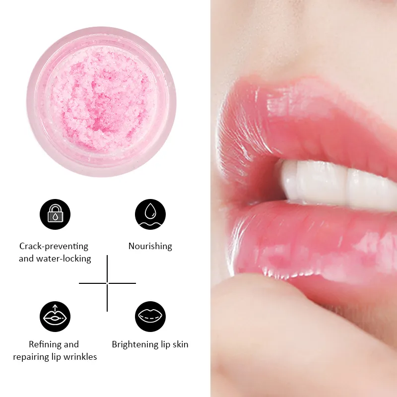 Private Label Vegan Himalaya Salt Lip Scrub Moisture Exfoliating Scrub Lip Film Nourish Repair Fine Lines Lips Care 712