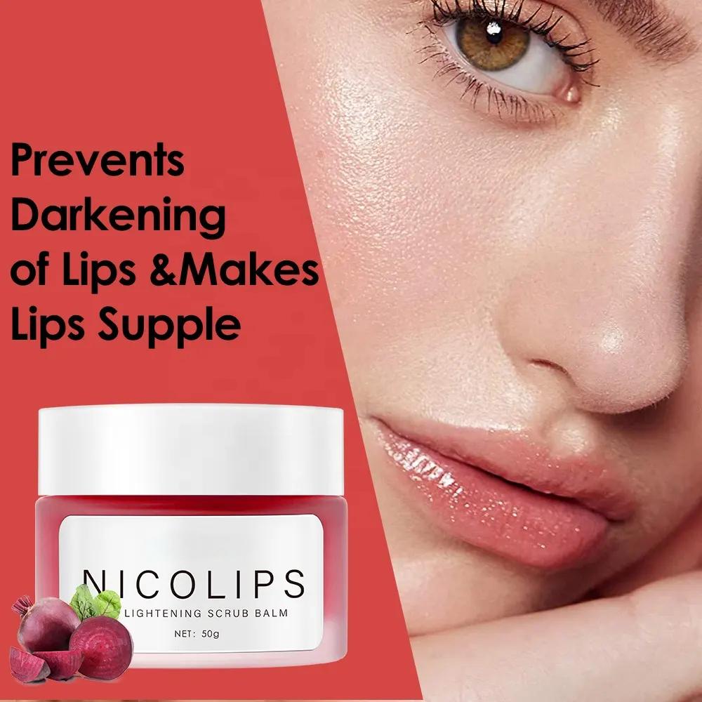 Private Label NicoLips Lip Scrub Moisturizing Dark Lips Natural Lightening Brighten Pink Lip Scrub 740