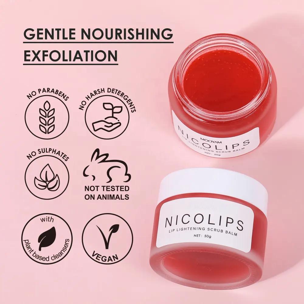 Private Label NicoLips Lip Scrub Moisturizing Dark Lips Natural Lightening Brighten Pink Lip Scrub 740