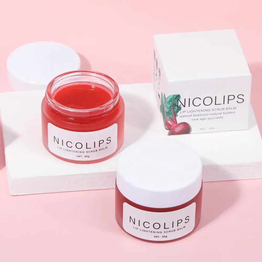 Private Label NicoLips Lip Scrub Moisturizing Dark Lips Natural Lightening Brighten Pink Lip Scrub 740