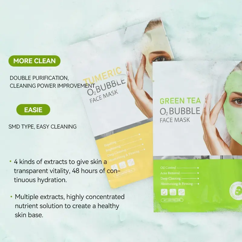 Wholesale Skincare O2 Bubble Facial Mask Q10 Turmeric Vegan Purifying Natural Bubble Mask with Green Tea 782