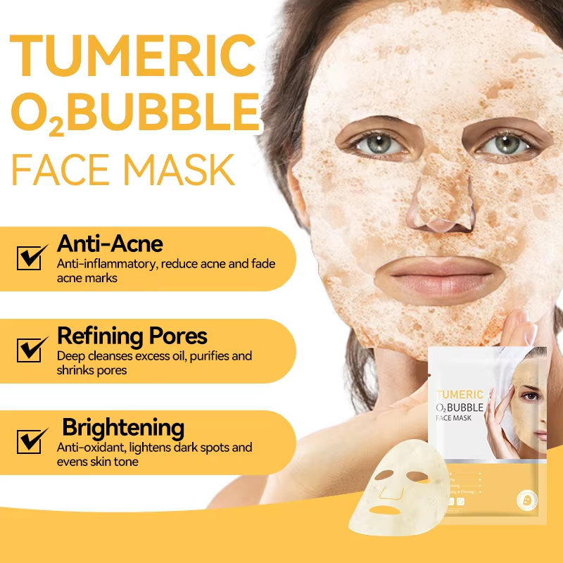 Wholesale Skincare O2 Bubble Facial Mask Q10 Turmeric Vegan Purifying Natural Bubble Mask with Green Tea 782